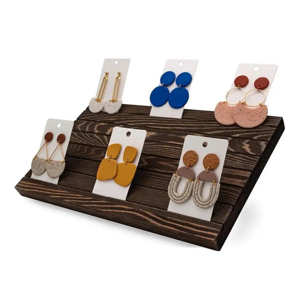 

Jewelry Convenient Delicate Compact Earrings Storage Rack Wood Ear Studs Organizer Exquisite for Shop Retail