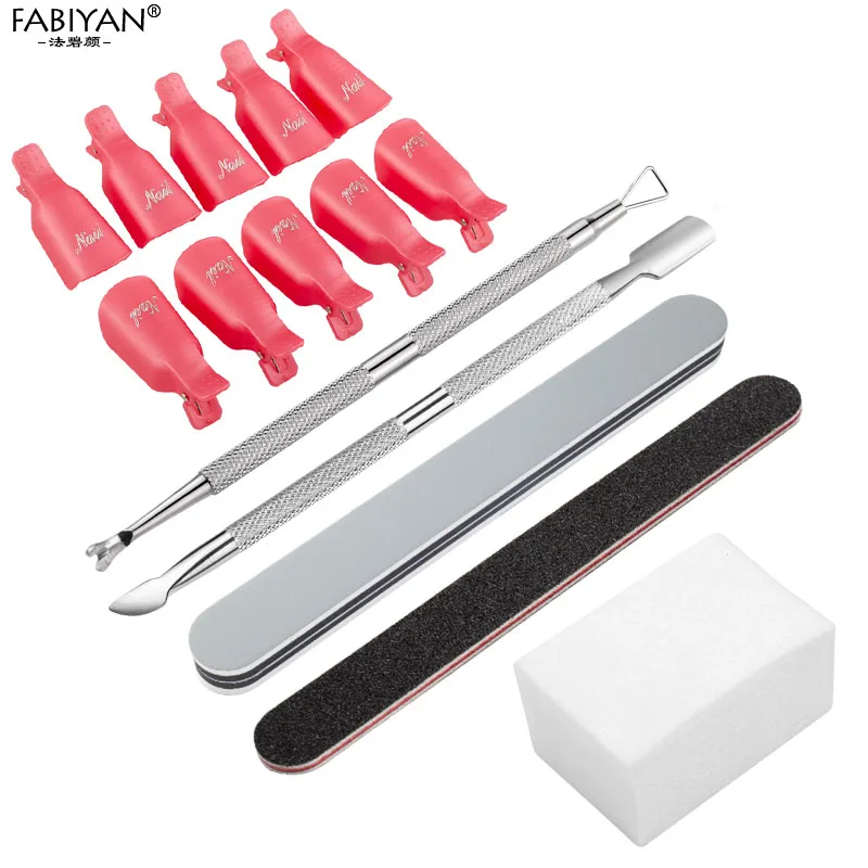 Средство для снятия лака для ногтей 6 шт./компл. салфетки прокладки замочить от крышки клип мертвая кожа кутикулы вилка толкатель пилочка буферный Маникюр Инструмент