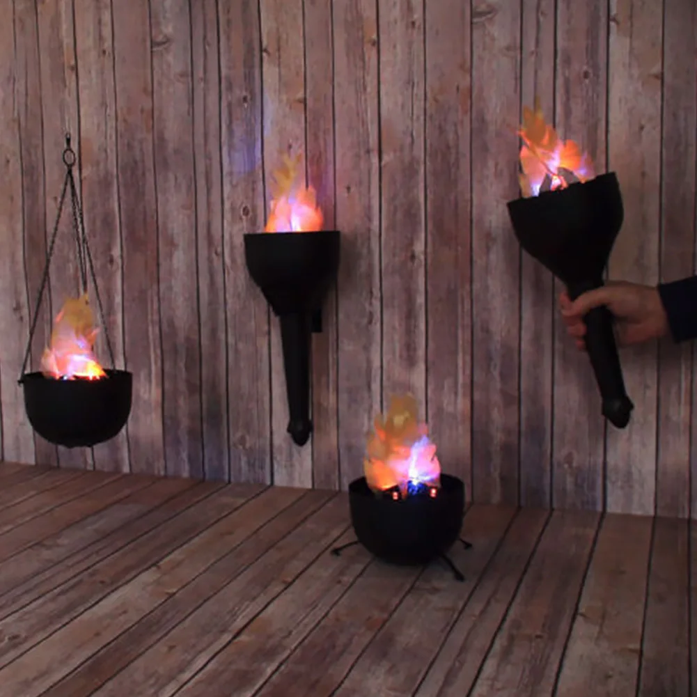 

Led Burning Torch Hanging Photoelectric Flame Lamp 4 In 1 Party Bonfire Fake Fire Halloween Handhold Decoration Electronic