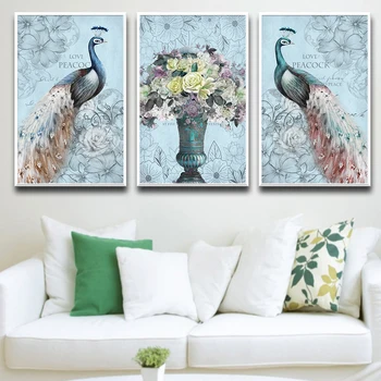 

Minimalist Two Little Peacocks Modern Hd Printed Scenery Poster Wall Painting Living Room Wall Decor Picture