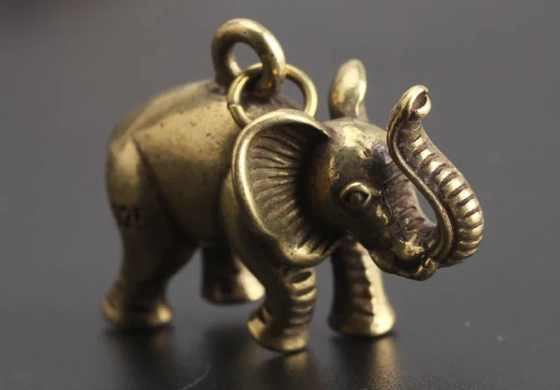 Популярный брелок ручной работы из цельного металла креативный латунный брелок для ключей со слоном из чистой меди трендовый ретро кулон подарок