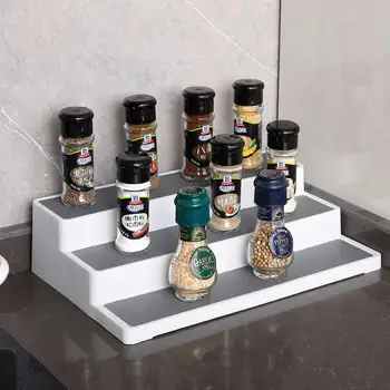 

3 Tier Spice Herb Curry Jar Rack Holder Cupboard Organiser Storage Rack Kitchen Tool