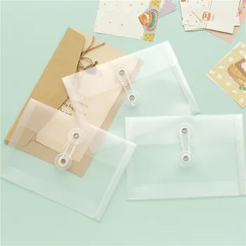 

A6 Simple Transparent Storage Bag File Holder Material Adhesive Paper Stickers Note Paper Storage Bag Sub-around Lanyard Formula