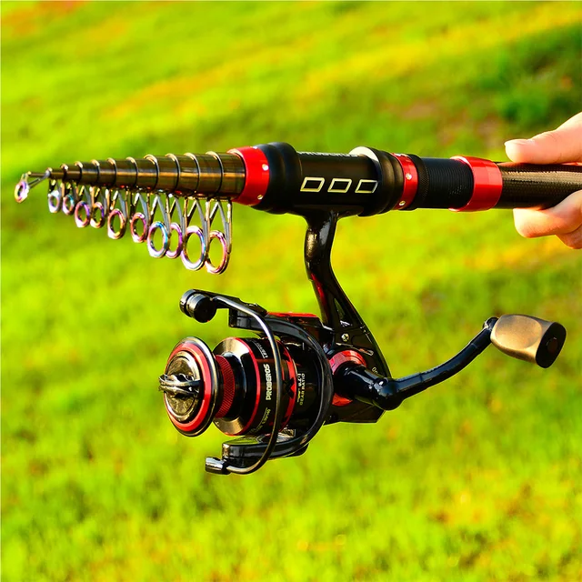 PROBEROS 1.8m-3.6m Fishing Rod and Reel Combo Kit Spinning Fishing Reel and  Spinning Rods Fishing Line Lure Bag Hooks Full Set