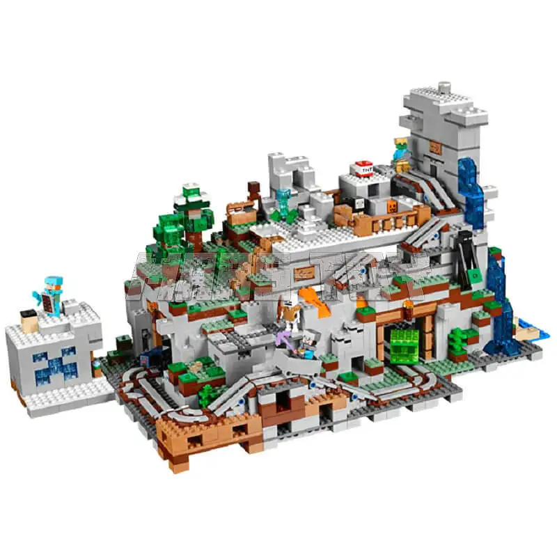 2000pcs The Mountain Cave Building Blocks With Steve Action Figures Compatible 21137 Bricks Building Blocks Sets Toys