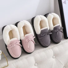 Новинка года; женские хлопковые тапочки; домашняя обувь на плоской подошве с мехом в Корейском стиле; удобные женские лоферы без застежки; zapatos de mujer