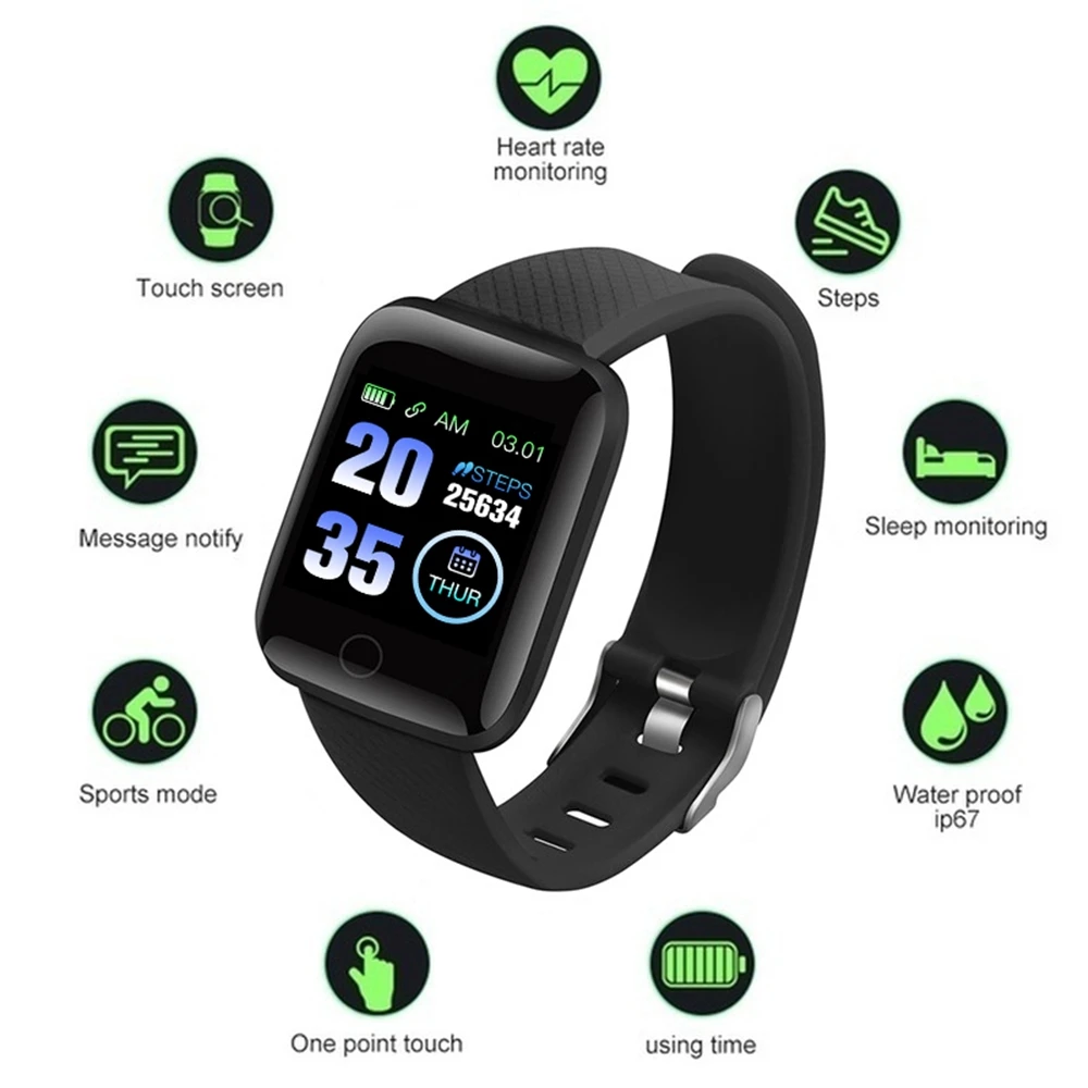 

SPORTIMES 116plus Smart Watch Blood Pressure Measurement Heart Rate Monitor Smart Bracelet with 1.3 Inch High Resolution Screen