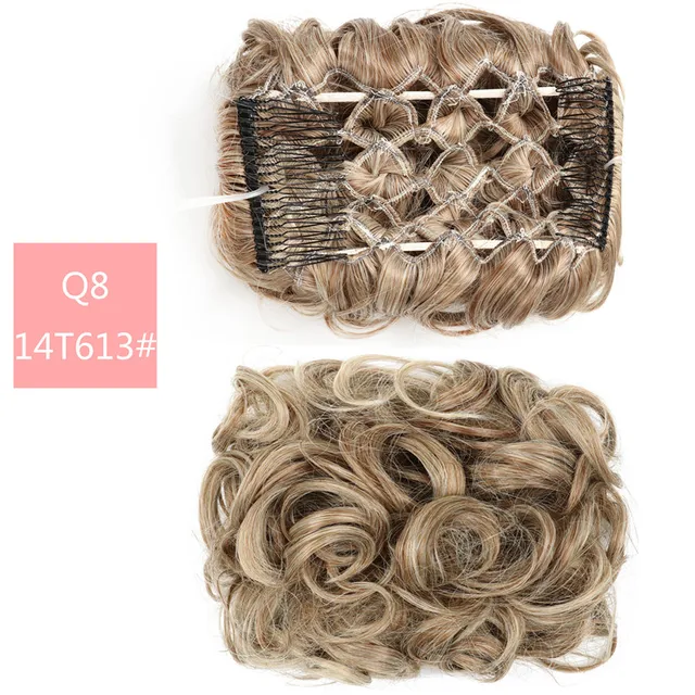 Synthetic Curly Elastic Band Chignon Plastic Comb Clips in Hair Extension Hair Bun Updo Cover Hairpieces Hair Accessories Q8 14T613