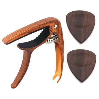 

3 Pcs/set Pick Paddle Wood Grain Capo Set for Acoustic Electric Guitar Ukulele Tone Pitch Fast Adjuster