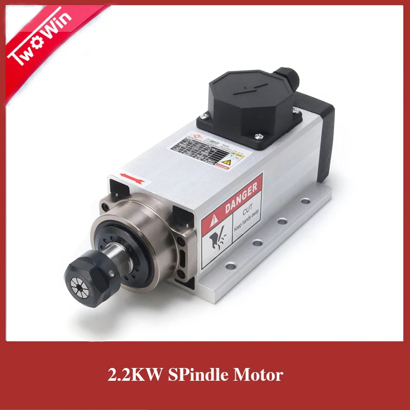 US $236.84 22kw Air Cooling Spindle Motor Square 2200w Er20 Collet 220v With 4Bearings Cnc Engraving Milling Grind Motor