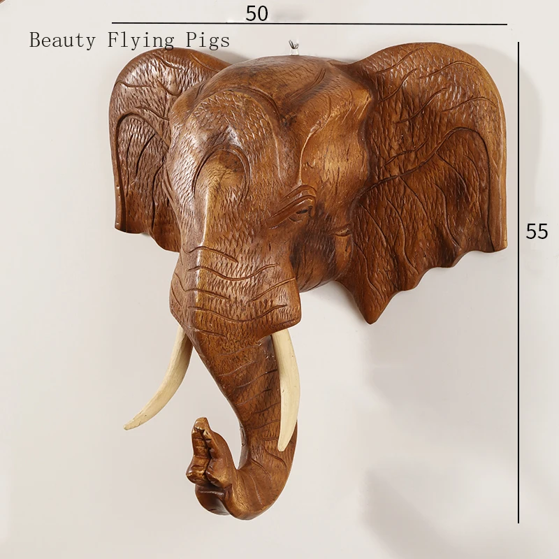 Классический деревянный цвет голова украшение стены кулон Юго-Восточной Азии стиль гостиной крыльцо голова слона настенный подвесной, настенный