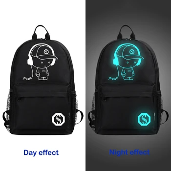 

2020 Men Backpack Nightlight Casual Men's backpack Travel Anime Luminous Teenagers Men Student Cartoon School Bags