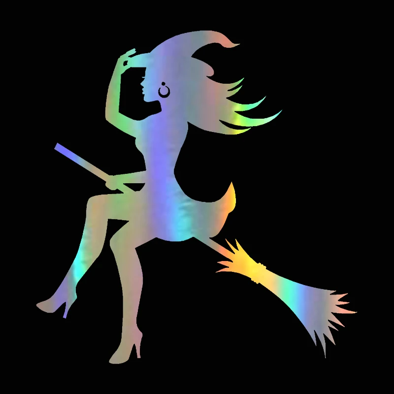 11.512CM Car Sticker Vinyl Sexy Witch On A Broomstick figure Decal Sticker On Car Funny 3D Stickers and Decals Car Styling (4)