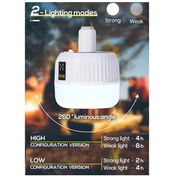 

ランタンSolar Camping Lantern Charging Plus DC Charge Outdoor LED BULB WITH HANGER 30W 50W WATERPROOF NIGHT LAMP IP65 Camping