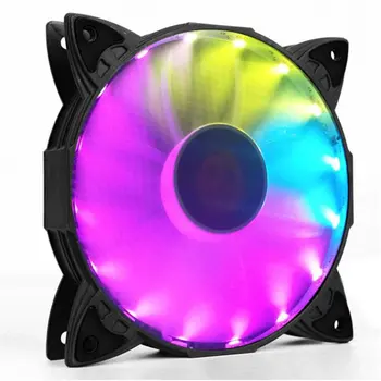 

12CM CPU Fan Cooler RGB Adjust LED 12V 6Pin Quiet IR Remote Computer Cooler Cooling RGB Fall Fan Computer Modification
