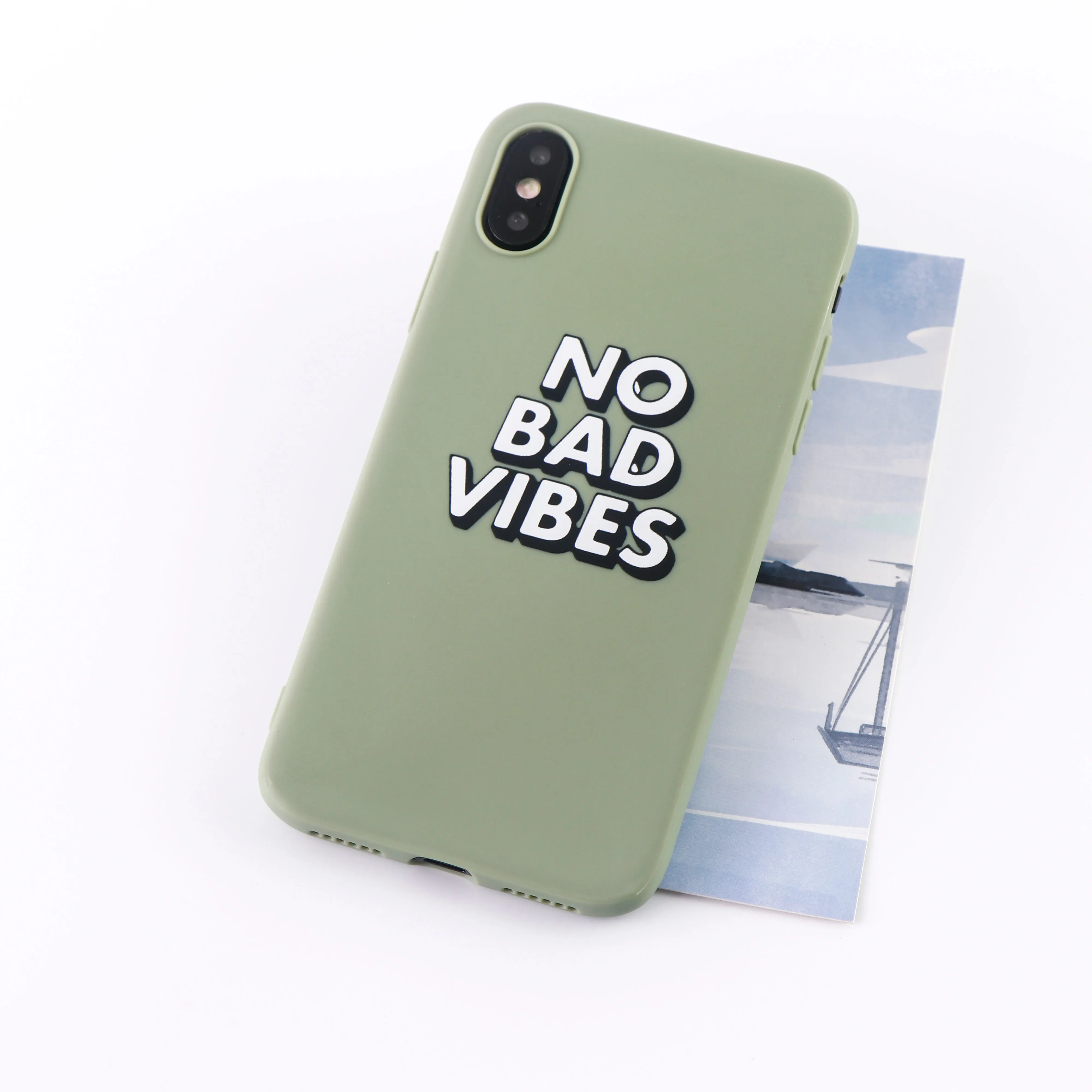 No Bad Vibes чехол для телефона для iPhone X XS XR Max 8 7 6 S plus 11 Pro MAX чехол s Мягкий силиконовый чехол для мобильных телефонов - Цвет: 8635-Khaki