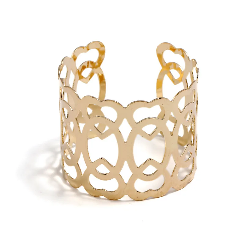Bangle Bracelet Hollow Wide Cuff Bracelets & Bangles For Women Men Retro Alloy Open Big Male Female Fashion Jewelry