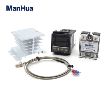 

ManHua Digital PID Temperature Controller MEX-C100 REX C100 thermostat + 40DA SSR Relay+ K Thermocouple 1m Probe RKC