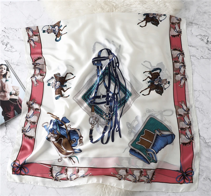 Женские шелковые шали и палантины с рисунком лошади роскошные женские пляжные шарфы из пашмины летние женские хиджаб палантины Новинка