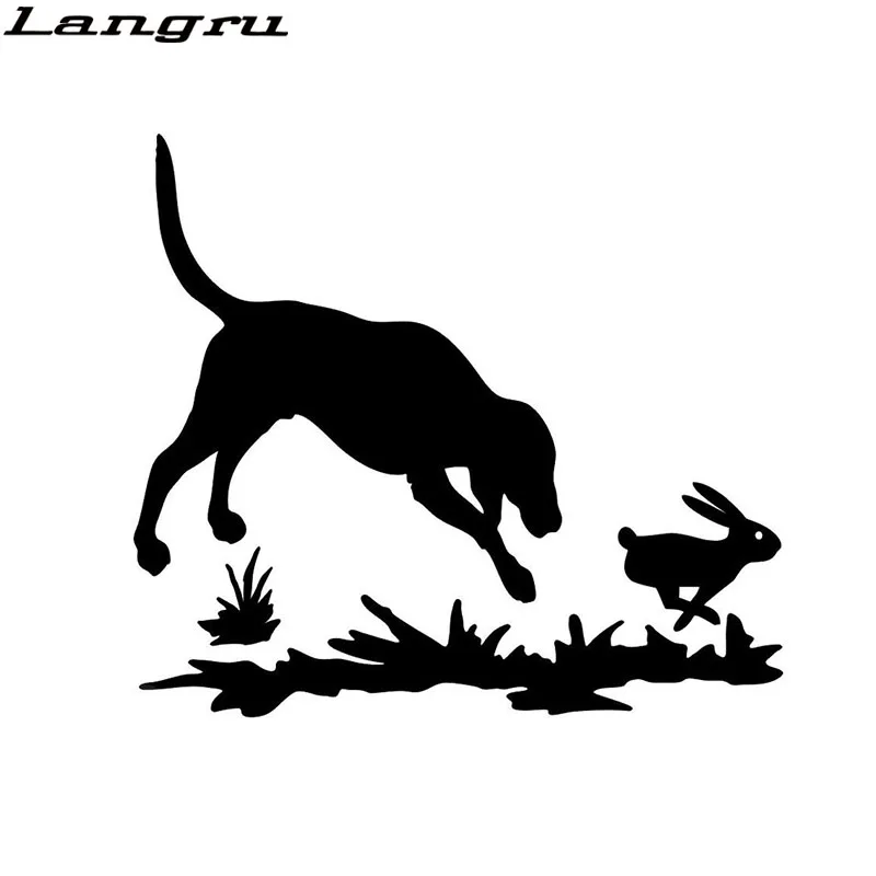 Langru 15.2*13.6CM Rabbit And Dog Decal Hunting Window Vinyl Stickers Funny Cartoon Car Decals Accessories Jdm | Автомобили и