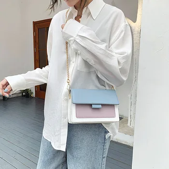 

Contrast Color Pu Leather Crossbody Bags For Women 2020 Shoulder Messenger Bag Women Small Chain Totes Bag Lady Handbag Purse