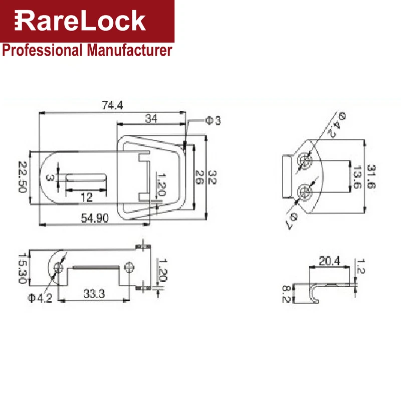 Rarelock рождественские принадлежности из нержавеющей стали Пружинные защелки Засов сундуки Чехлы окна шкафа замок MMS271-2 ff