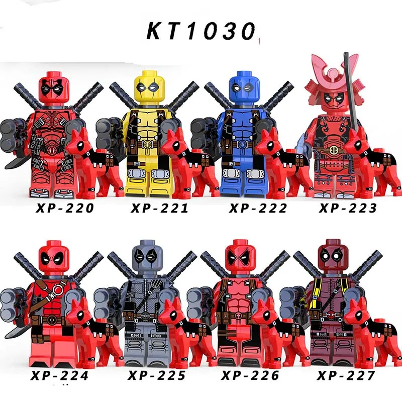 

New Sale Deadpool with Dog Avengers Super Heroes DC Gwenpool Domino MiniFigure Bricks Blocks Collection Toy for Baby Gift Kt1030