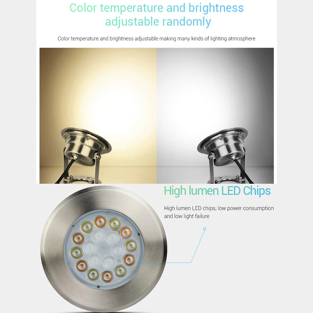 MiBOXER 9W RGB+ CCT светодиодный подводный свет для бассейнов(LoRa 433 MHz) 12 V-24 V Водонепроницаемая Ландшафтная лампа может удаляться/приложение/Голосовое управление