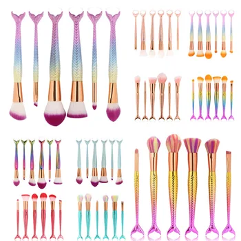 

6pcs Makeup Mermaid Brush Set Foundation Blending Powder Eyeshadow Contour Concealer Blush Cosmetic Tools maquillage