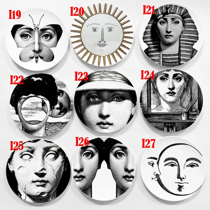 Rosenthal Piero fornasetti тарелки черно-белые иллюстрации подвесные блюда образец комнаты/дома/отеля Декор Кавальери лицо Керамические ремесла