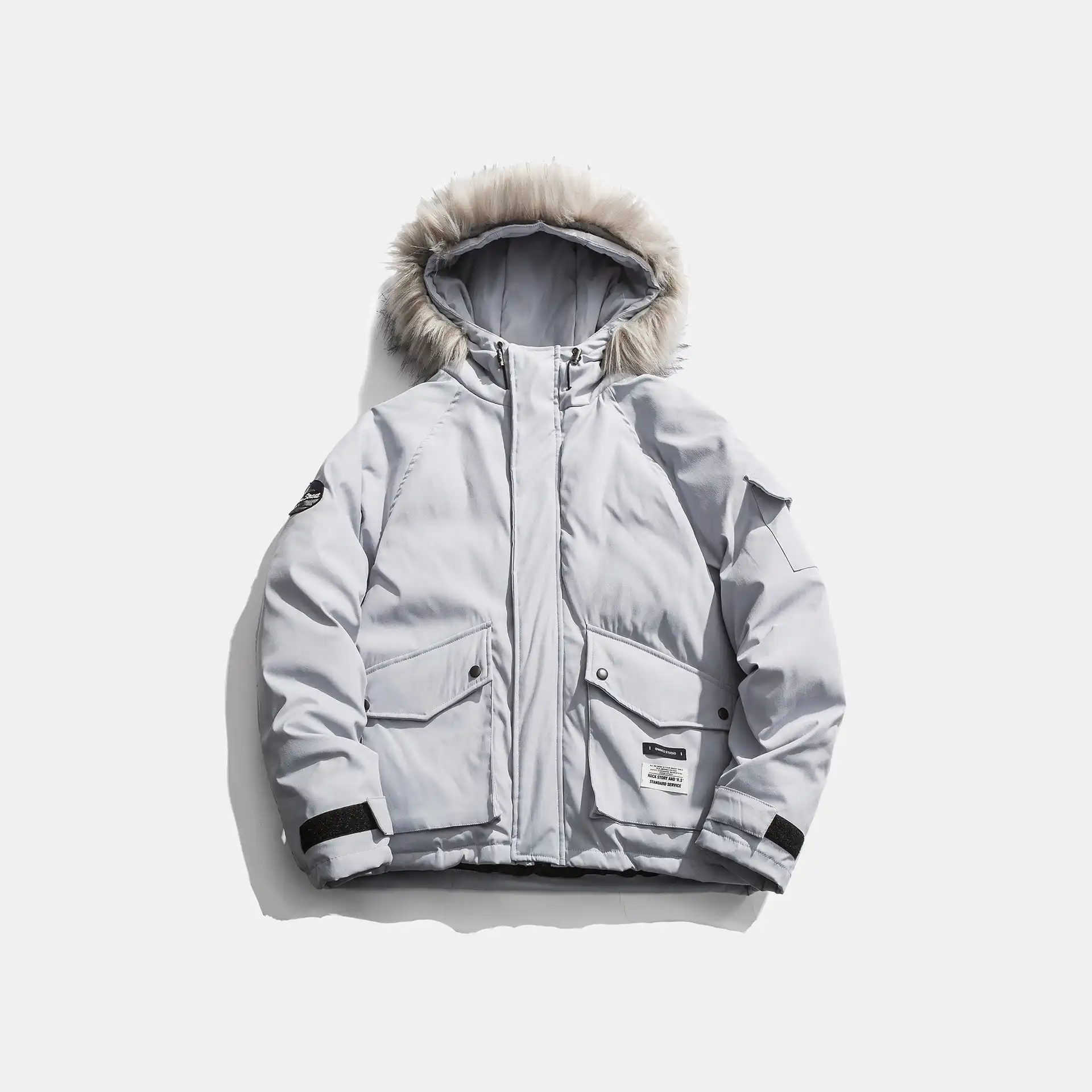 city where the product large fur collar workwear