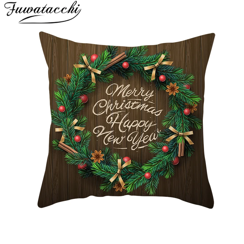 

Fuwatacchi Christmas Style Pillow Case Mat Green Plant Tree Cover Pillowcase Polyester Sofa Chair Decorative Pillowcases 45*45cm