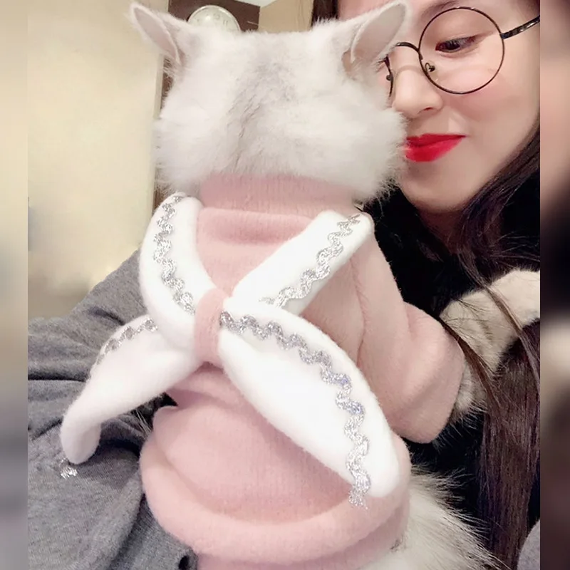 Одежда для кошек с ангелом, котенок, кошка, молоко, кошка, без волос, кошка, шерсть, свитер для домашних животных, осенняя и зимняя одежда, Рождественская одежда для собаки - Цвет: As shown