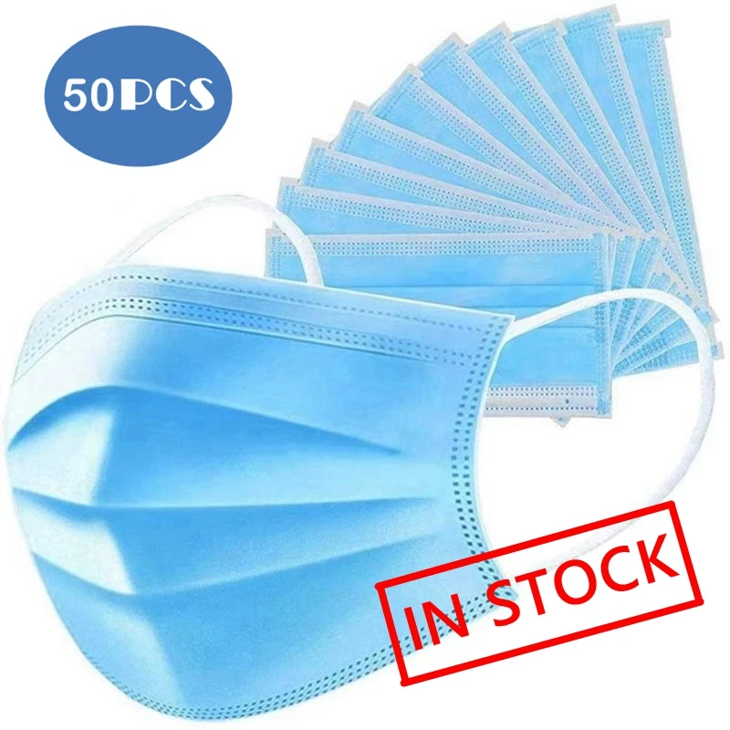 

Disposable Face Masks 50PCS 3 Layer Nonwove Filter Mouth Mask 10pcs 20pcs Mascarilla Facial Anti Pollution Maske Anti Dust Maska