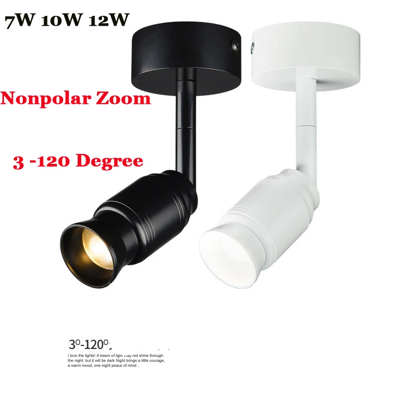 

10 шт. 7 Вт 10 Вт 12 Вт новые фокусирующие поверхностные светодиодные точечные светильники Cob неполярный зум фон Стена выставочный зал потолок