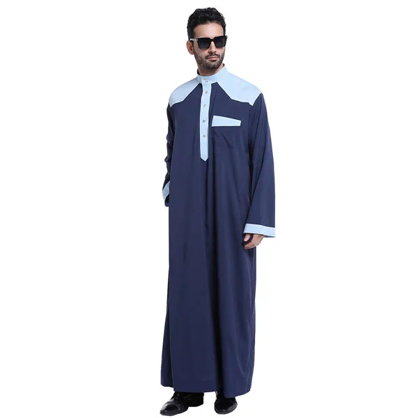 Navy Blue thobe Мусульманская одежда для мужчин s кафтан джубба ТОБ белая абайя Арабская одежда мужская Исламская одежда Ropa Arabe hombre - Цвет: Navy Blue thobe
