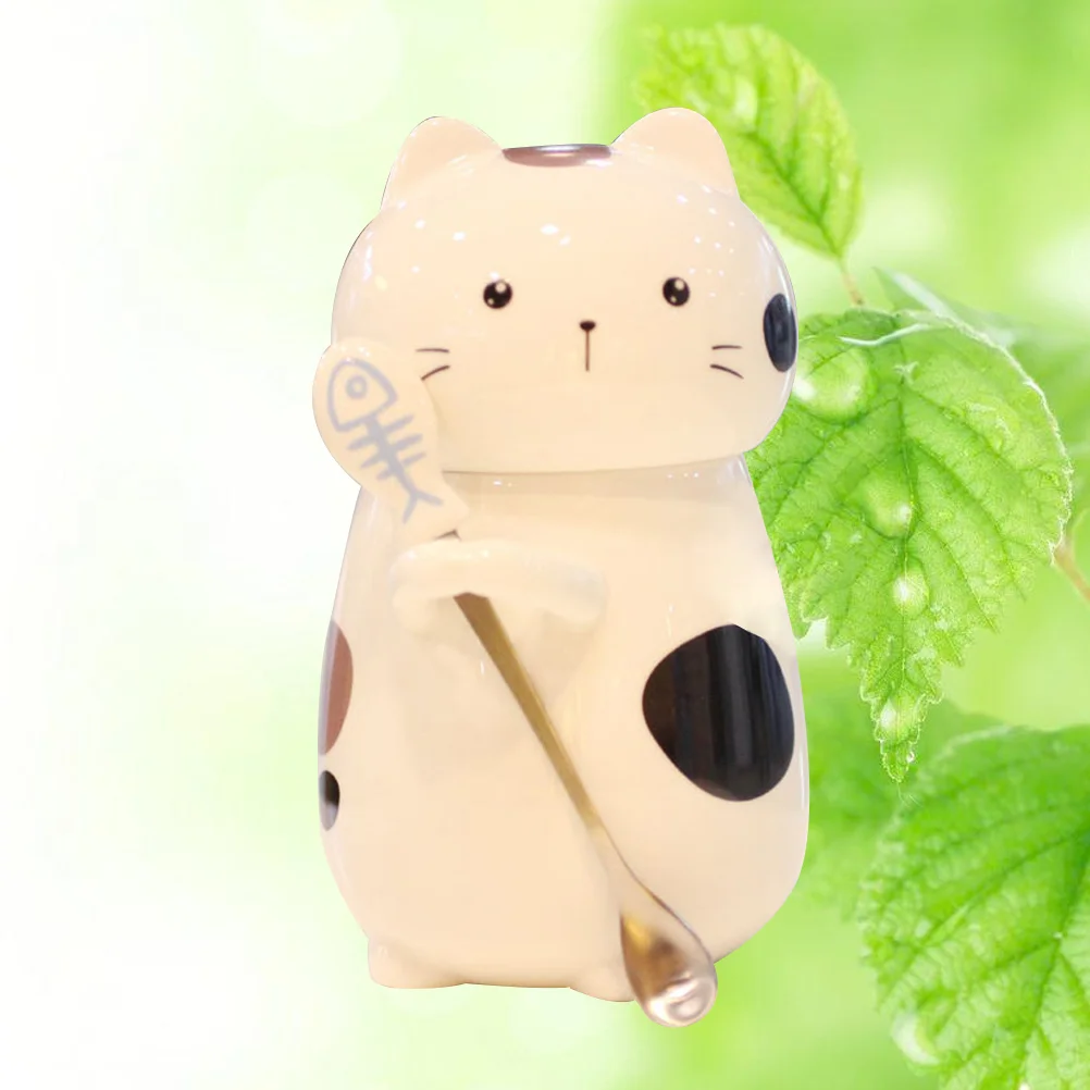 3D кружка в виде кошки забавная керамическая для кофе и чая с ложкой перемешивания