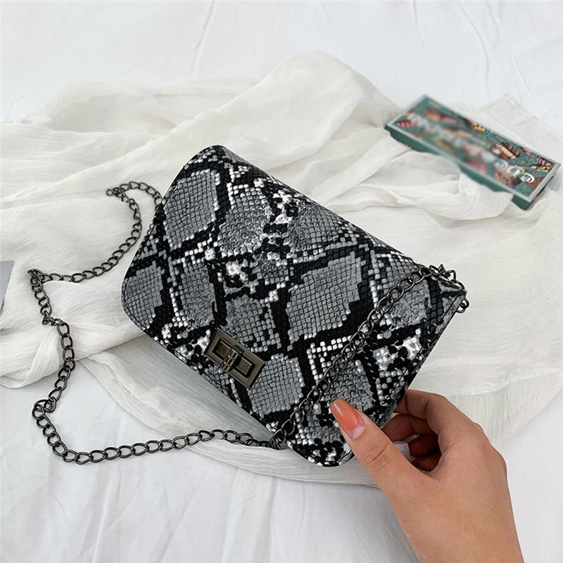 Aelicy Luxury Handbags Women Bags Designer Small Square Crossbody Bags Wild Girls Snake Print Shoulder Messenger Bag 1105