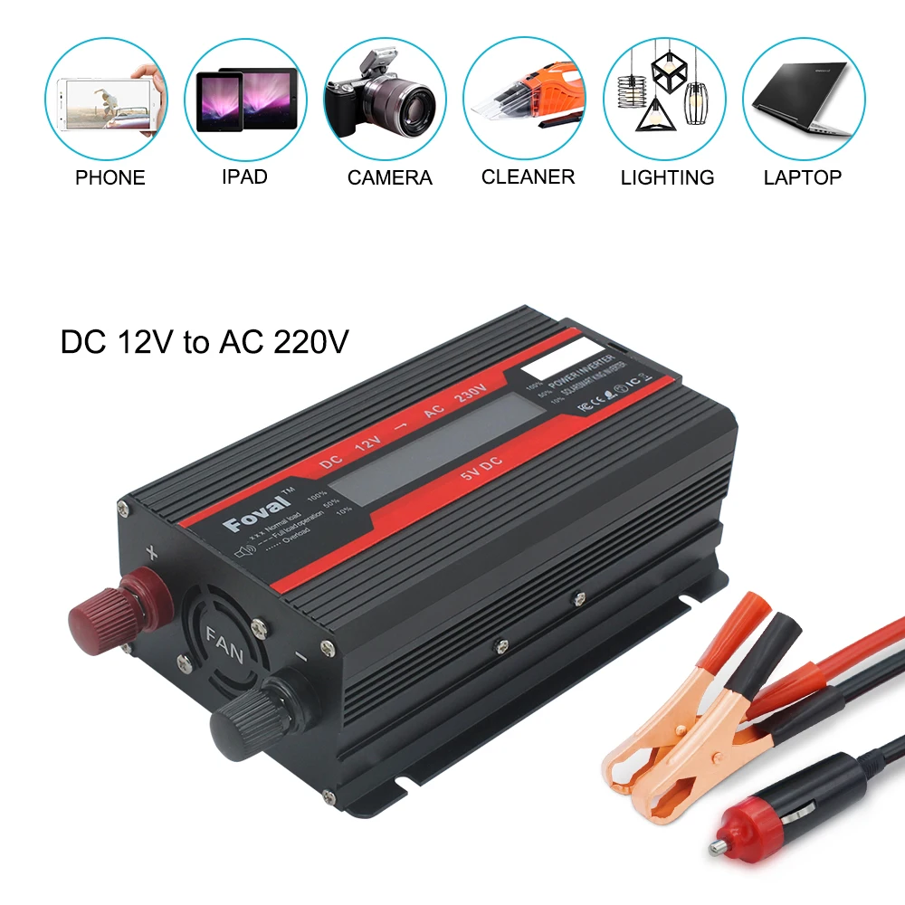 US $35.99 4000w Power Inverter Modified Sine Wave Lcd Display Dc 12v To Ac 220v Solar 2 Usb Car Transformer Convert Eu Socket