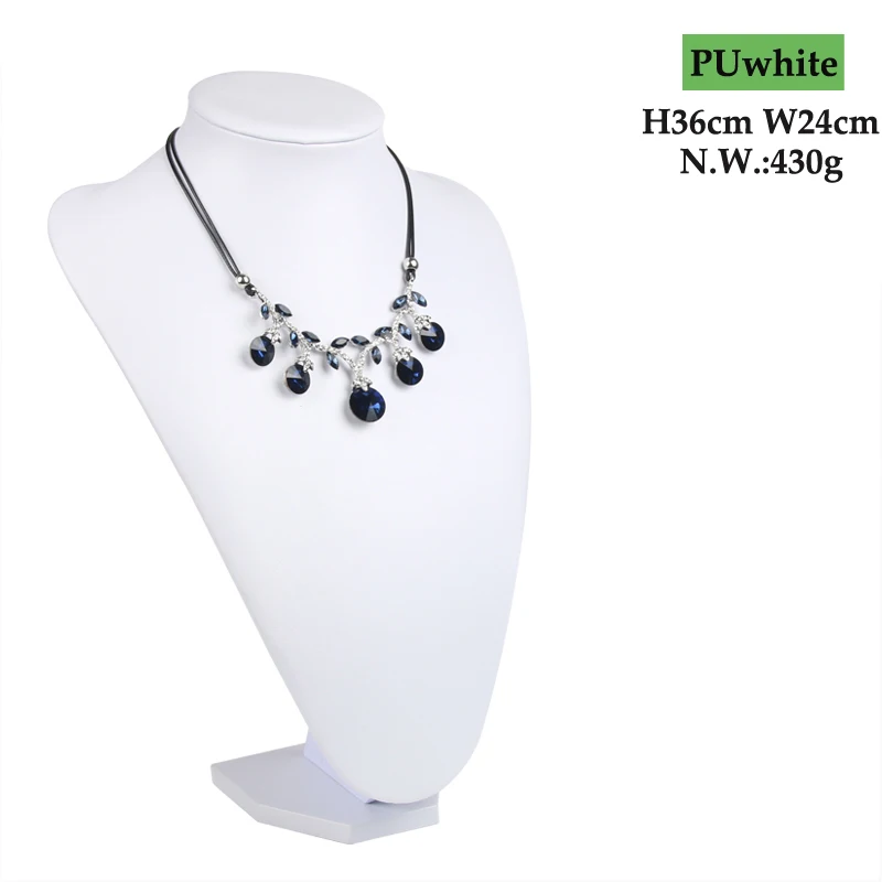 New  Arrival  Model Show Exhibitor 6 Options PU White Leather Jewelry Display Woman Necklaces Pendants Mannequin Jewelry Stand