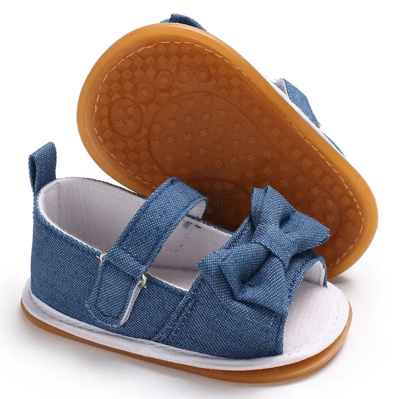 

Children Summer Shoes Newborn Infant Baby Girl Boy Soft Crib Shoes Infants Anti-slip Sneaker Striped Bow Prewalker 0-18M