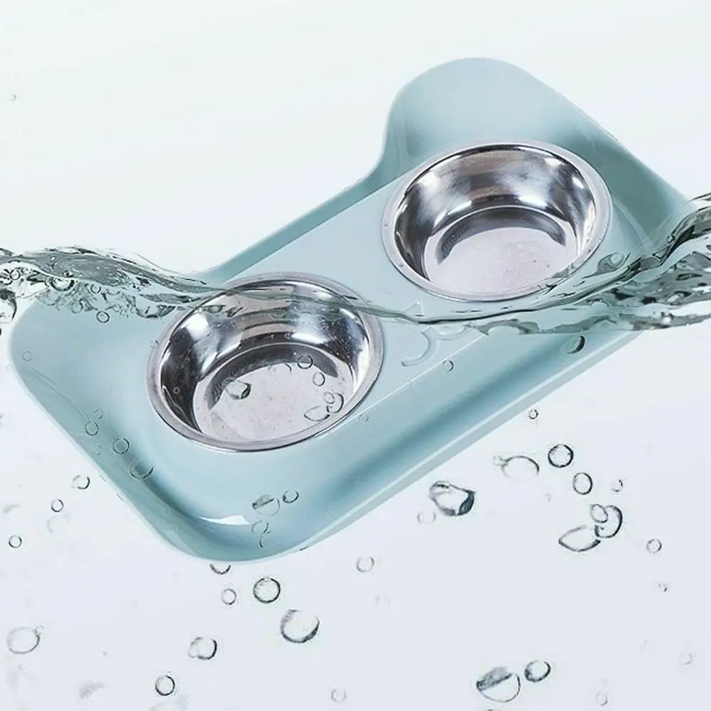 Dog Cat Feeding Bowl Feeder Drinking Bowls with Double Stainless Steel for Cats and Dogs Food Water Bowl Non-Spill Non-Skid