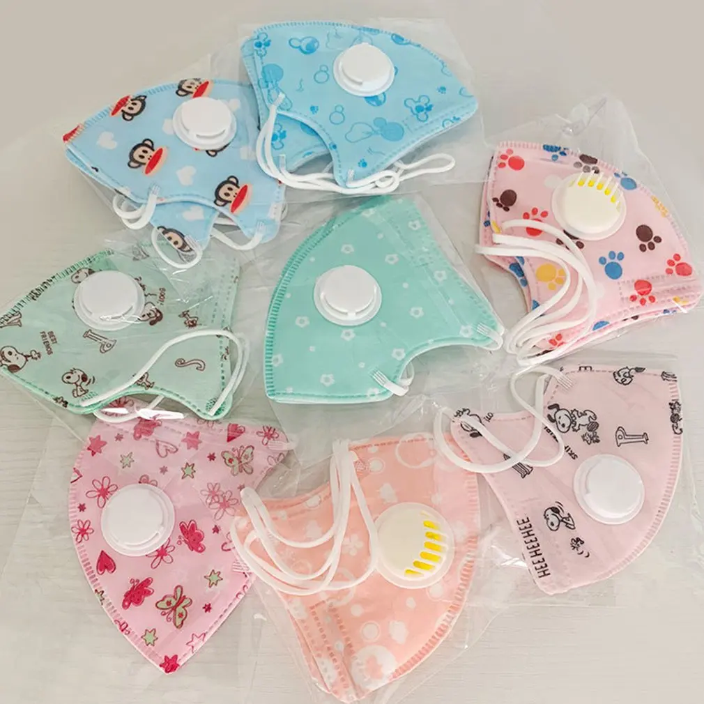 

1Pcs KN95 Anti Dust Face Mouth Mask With Breather Valve Reusable Breathable Cotton Protective Children Kid Cartoon Cute PM2.5