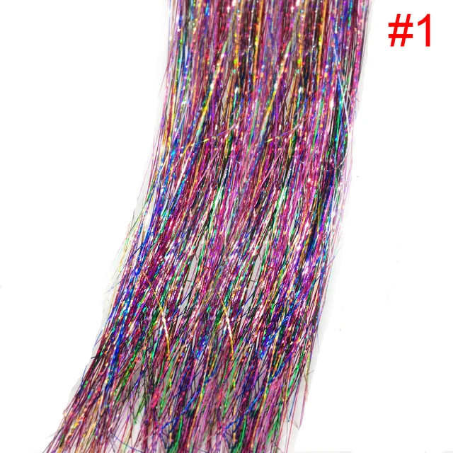 Sparkle Shiny Hair Tinsel Holographic Hair Dazzles Bling Twinkle Glitter Hair Extensions Colorful Hair Accessories For Braiding 1pc color1