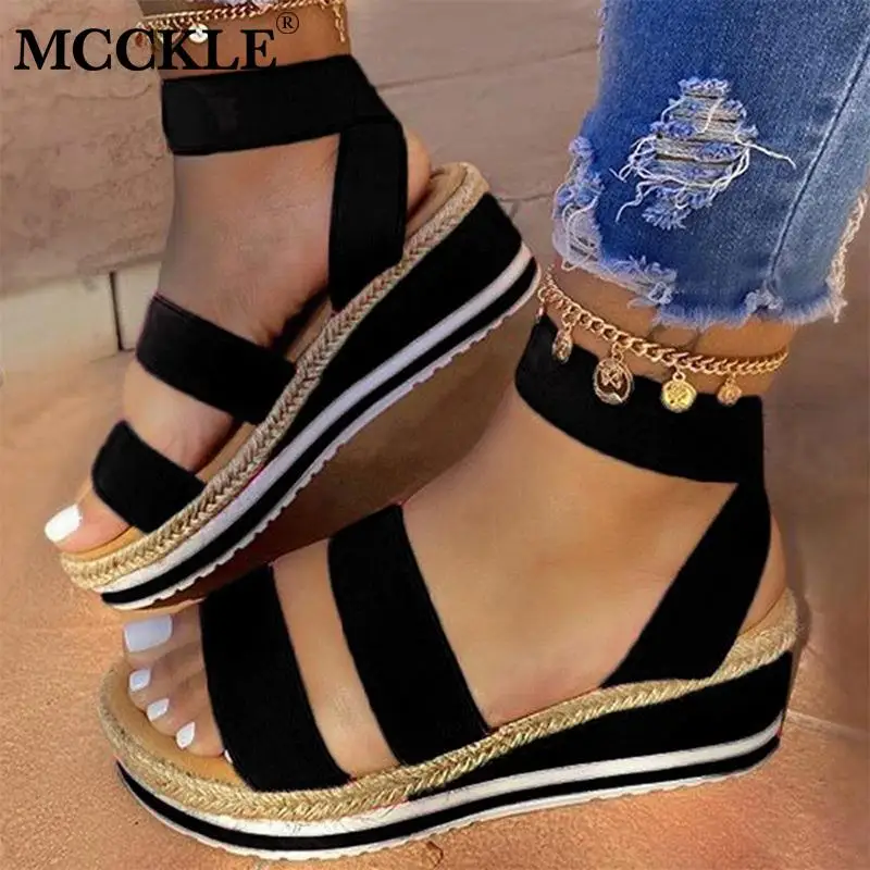 Женские босоножки MCCKLE на танкетке платформе ярких цветов женские туфли из
