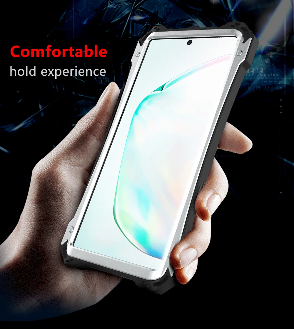 R-JUST для samsung Note 10 Plus чехол Роскошный Жесткий металлический алюминиевый сплав ТПУ Гибридный Противоударный задняя крышка Броня чехол для телефона