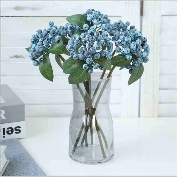 1 Bundle Artificial Blueberry Plant Flower Bud Fake Plants Silk Decorative Wreath Berry For Wedding Home Party Decoration | Дом и сад
