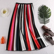 Весна, Женская длинная Плиссированная Юбка-макси цвета металлик и серебра, юбка миди с высокой талией, эластичные Повседневные Вечерние винтажные цветные юбки