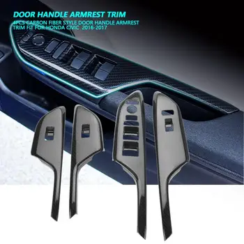 

4Pcs Door Handle Armrest Trim Fit for Honda Civic 2016 2017 cover sticker Interior Mouldings Carbon Fiber Style New