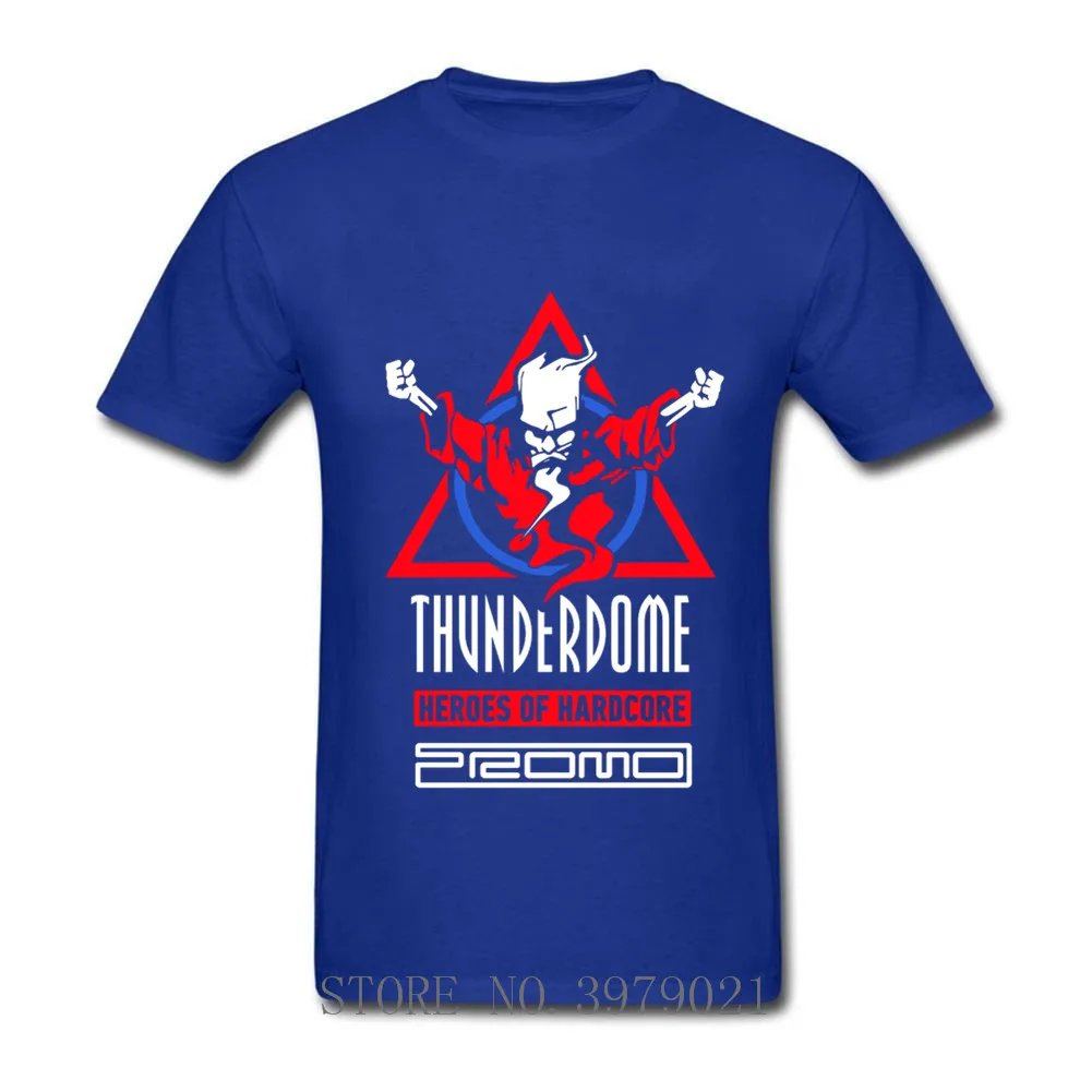 blue Уникальные футболки Thunderdome Heroes Of Hardcore and DJ Promo с круглым вырезом, хлопок, Мужская футболка с коротким рукавом, большие размеры - Цвет: blue